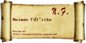 Neiman Füzike névjegykártya
